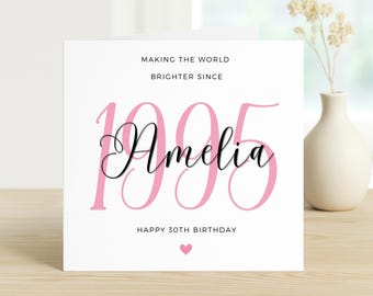 Carte 30e anniversaire ami, carte 30e anniversaire fille, cadeau 30e anniversaire pour femme, carte 30e anniversaire pour soeur, elle, meilleur ami