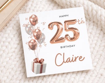 Verjaardagskaart voor een 25e verjaardag, Verjaardagskaart voor een dochter, Cadeau voor een 25e verjaardag, Verjaardagskaart voor een zus, vriendin, kleindochter, nichtje