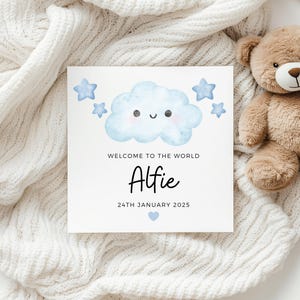 Gepersonaliseerde nieuwe kaart voor babyjongen, cadeau voor babyjongen, nieuwe babykaart, welkomstkaart voor babyjongen, nieuwe babykaart voor vrienden, cadeau voor nieuwe babyjongen
