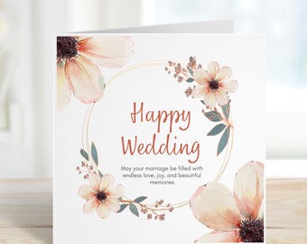 Carte de mariage, fleurs sauvages, carte de vœux pour votre mariage, joyeux jour de mariage, cadeau de mariage pour amis, mariage de couple