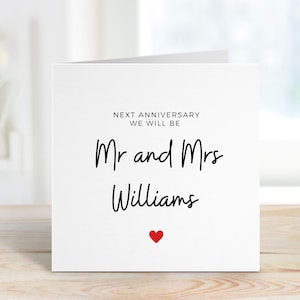 Tarjeta de aniversario personalizada para prometidos, próximo aniversario seremos señor y señora, último aniversario antes de casarnos, tarjeta de aniversario personalizada para prometidos