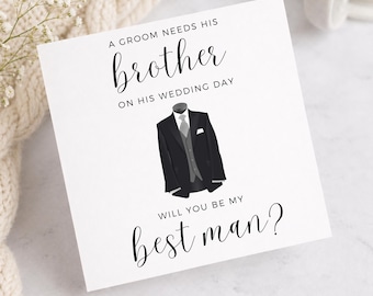 Best Man Proposal Card For Brother, A Groom Needs His Brother On His Wedding Day, Suit Wedding Party Card From Groom