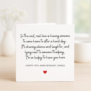 En fin de compte, le vrai amour, c'est de rentrer à la maison, carte pour 9e anniversaire, carte d'anniversaire de mariage en céramique, carte romantique pour mari, femme