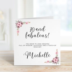 Carte d'anniversaire 70e pour un ami, cadeau d'anniversaire 70e pour tante, carte d'anniversaire personnalisée 70e, soeur 70e anniversaire, pour maman, carte 70e anniversaire maman