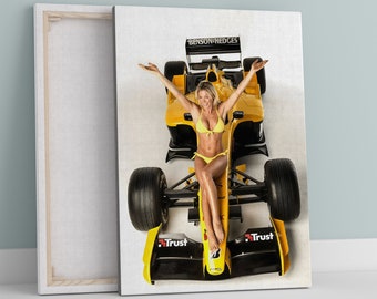 Hot F1 Girl, Jordan Formula One Team, Sexy Bikini Model, Erotic Digital Prints, Sports Girl, Canvas Art, Man Cave Decor