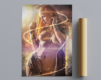 Poster per ragazza nuda, arte su tela, file digitale, decorazioni murali, caverna dell'uomo