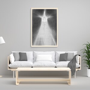 Artistic Style Nude Girl in Shower, Black & White, Poster, Canvas Art