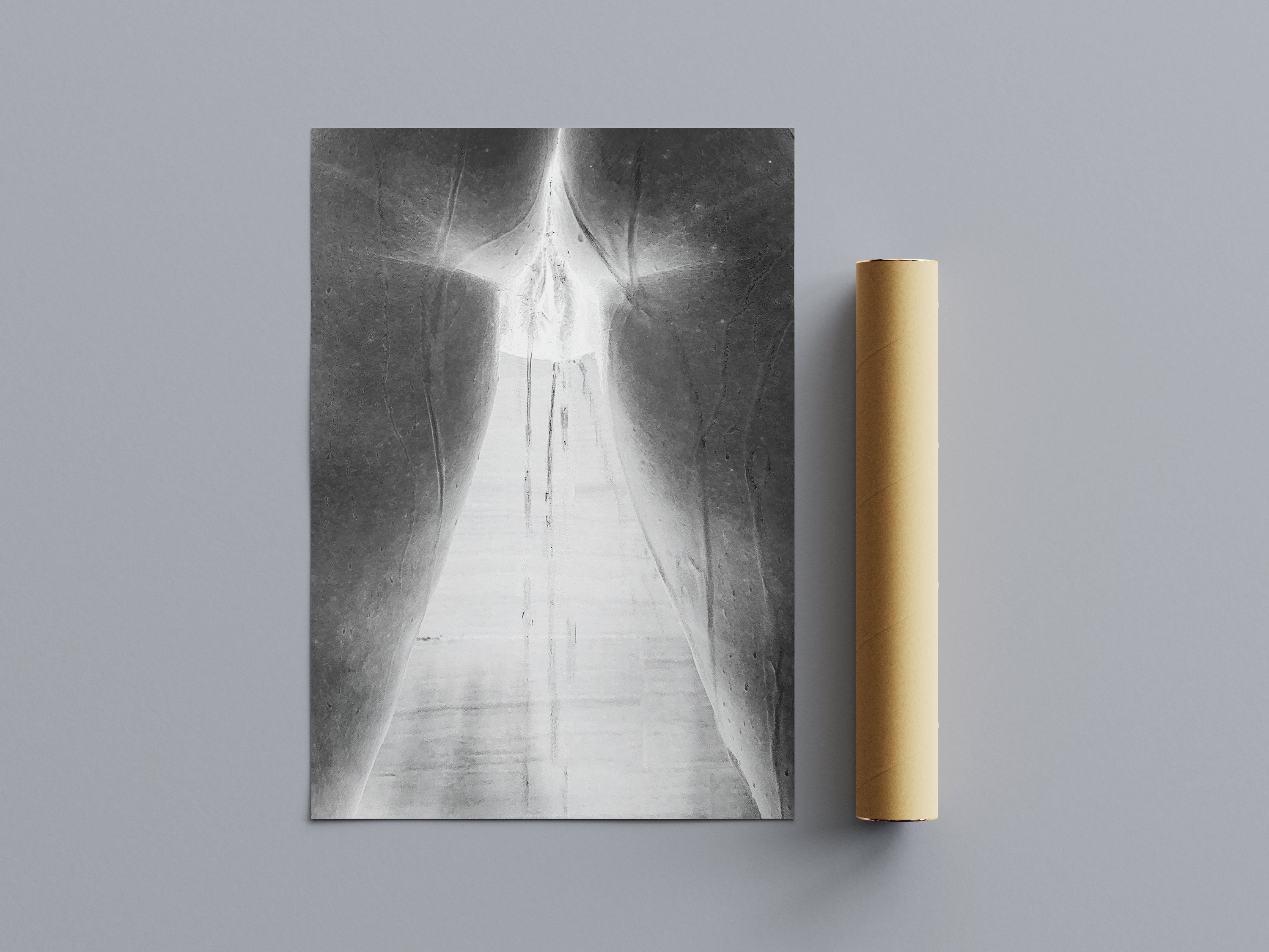 Artistic Style Nude Girl in Shower, Black & White, Poster, Canvas Art