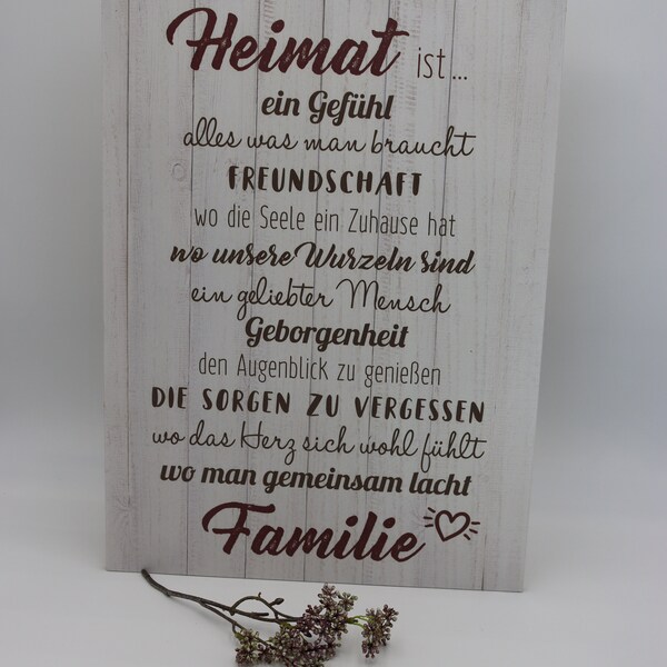 cremefarbene MDF Weisheit Heimatliebe 36 x 50 cm