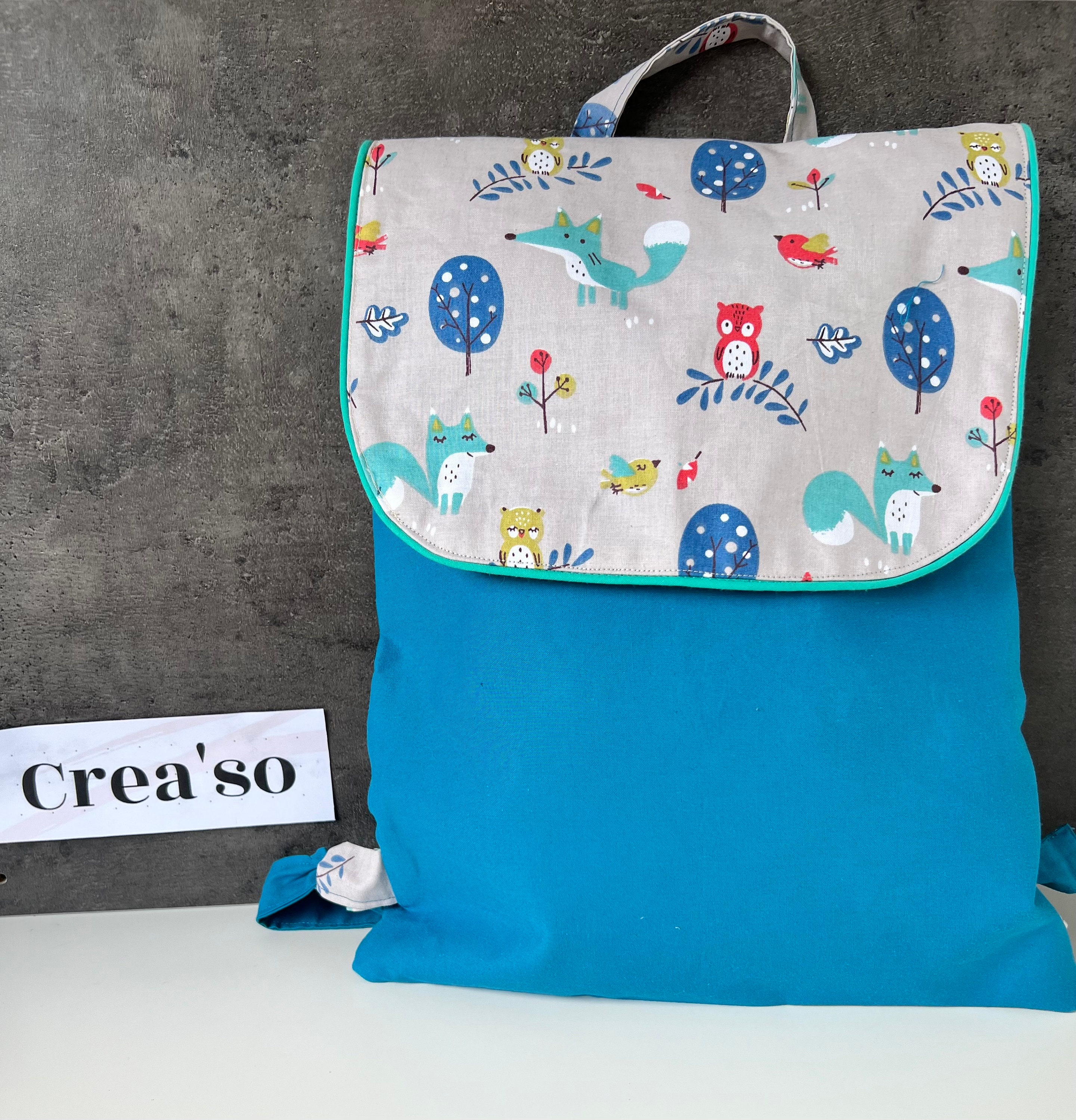 Sac à dos enfant en coton - 32 x 28 cm - Coton, lin - 10 Doigts