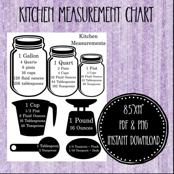 Kitchen Measurements Printable Kitchen Conversions PDF | Etsy