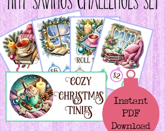 Christmas Printable Savings Challenge|Tiny Tuesday|Low income savings challenge|Cash savings challenge|Tiny savings challenge|Cozy Christmas