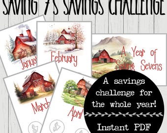 12 Month Savings Challenge | Year of Saving 7's (PDF)