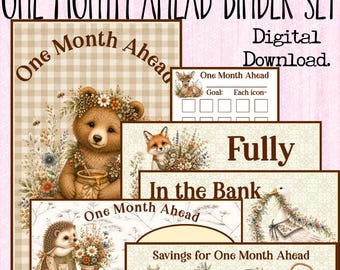 Plantillas imprimibles para carpetas A6 / Planificador de ahorros con un mes de anticipación / Estilo cottagecore (Descarga digital)
