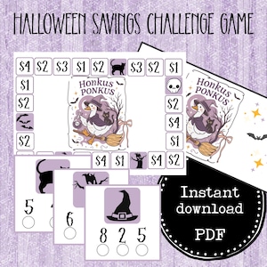 Desafío de ahorro de Halloween/Juego de mesa de desafío de ahorro/Desafío de ahorro para bajos ingresos/Desafío de ahorro imprimible/Juego de ahorro de dinero/