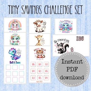 Printable Savings Challenge|Tiny Tuesdays|Low income savings challenge|Cash savings challenge|Tiny savings challenges|Cash stuffing binder