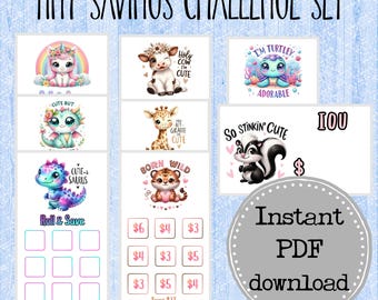 Printable Savings Challenge|Tiny Tuesdays|Low income savings challenge|Cash savings challenge|Tiny savings challenges|Cash stuffing binder