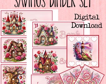 Valentine's Day Savings Binder Set|Printable Savings Binder|Tiny Binder|Mini Binder|Envelope Dashboards|Prop Coins|Cash Stuffing Binder