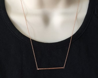 14k Rose Gold Filled Necklaces Skinny Bar Charm for Women Gold Layered Minimalist Dainty Necklace Gold Necklace Gift for Her A