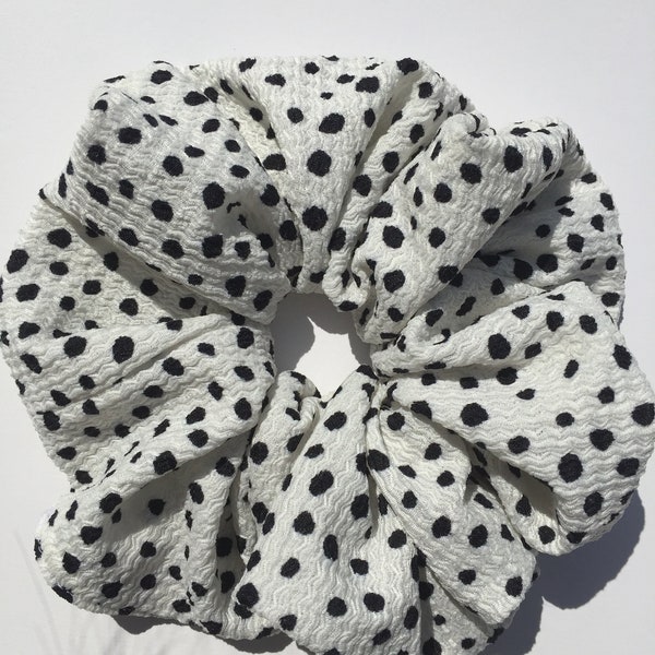 XL Scrunchie, Black and White, Polka Dots, Women's Hair Tie, Bridal Shower, Birthday Party, Baby Shower