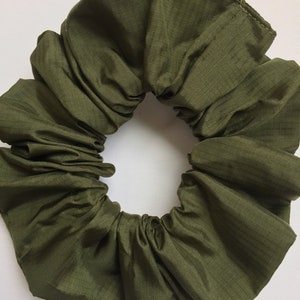 XL Army Green Scrunchie: Ripstop Fabric Hair Tie
