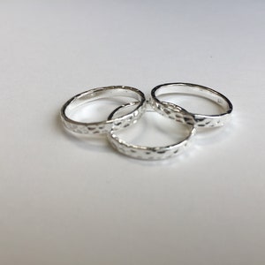 Sterling Silver Hammered Stacking Ring, 1.5mm Sterling Silver Stackable Ring, Gifts for Her