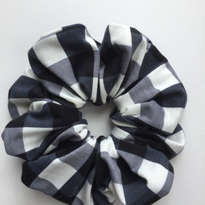XL Scrunchie, Black White Scrunchies, Checker Print,  Gray Checker Print, Bridal Shower, Birthday Party, Graduation
