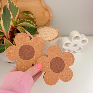 Daisy Cork Coaster Set | Set of 2 | Floral Drink tasters | Eco-Friendly Home Decor
