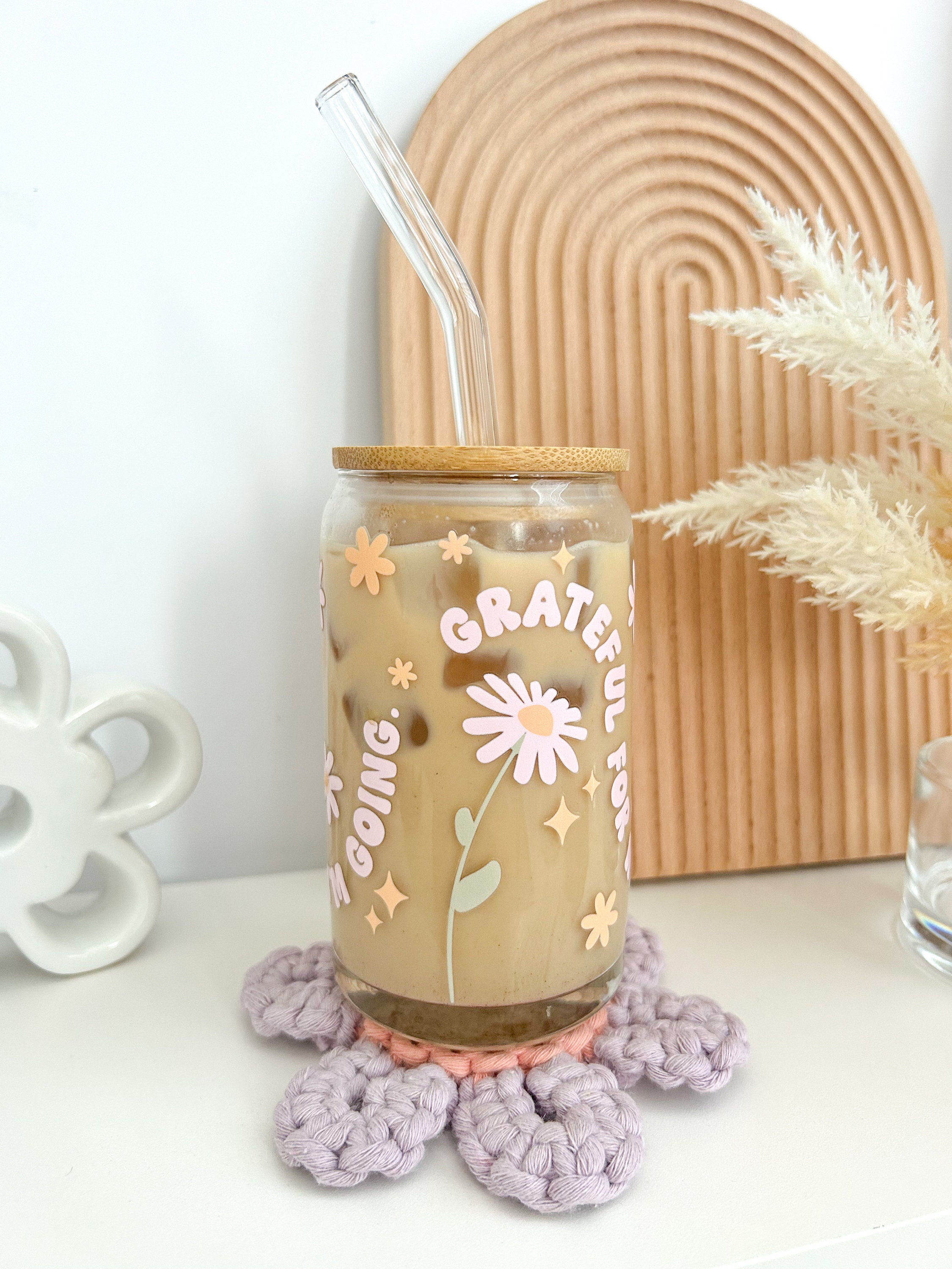 Mason Jar Cups With Lids And Straws Glass Cups With Bamboo - Temu