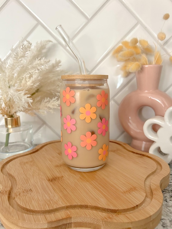 UV DTF Wrapped Glass Cup With Bamboo Lid and Glass Straw Customizable Eco friendly Drink ware Perfect Gift for Tea Coffee or Smoothies Etsy