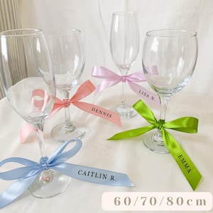 Personalised Ribbon Name Tag | Wedding Satin Bow Placecard | Guest Name Ribbon Decor for Bridal Shower, Christmas Party | Bridesmaid Gift