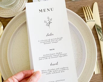 Simple Elegant Personalized Menu For Wedding, Bridal Shower Decor, Engagment Dinner | Match Bundle On the day Stationery Place cards & Menu