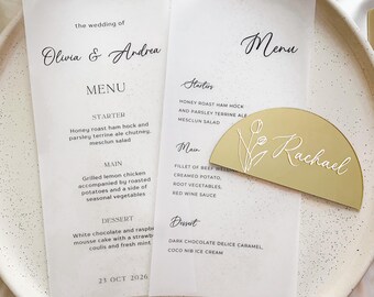 Minimalist Vellum Menu | Modern Wedding Menu For Engagement Dinner,Bridal Shower,Baby Shower | On the Day Stationery Bundle With Place Cards