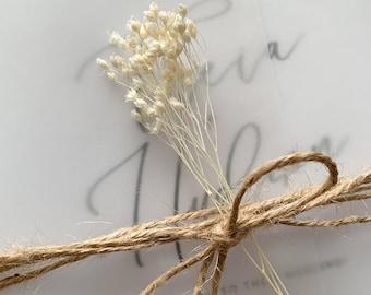 Dried White Flowers Brooms | 20 pcs | Preserved Long Flowers | Wax Seal Flower | For Wedding Invitation Decor | For Wedding Decor