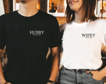 Wifey Hubby Shirts: Matching Couple Cotton T-Shirts
