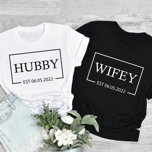 Wifey Hubby Shirts, Couple Shirts, Honeymoon Shirts, Matching Shirts, Wife and Husband Shirts, Bride and Groom Shirts