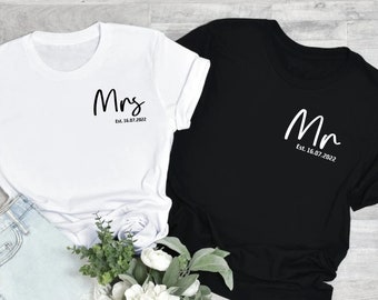 Personalized Mr and Mrs Est. T-shirt, Matching Couple Shirts