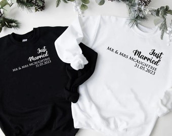 Just Married Couple Sweatshirts: Wifey & Hubby Matching Shirts