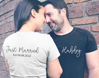Wifey Hubby Shirts: Just Married Couple Matching Cotton T-Shirts