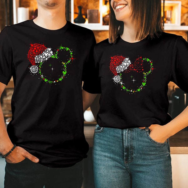 Christmas Disney Couple Shirt, Mickey Minnie Head, Santa Gift