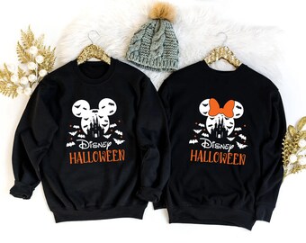 Disney Halloween Couple Sweatshirt, Matching Mickey Minnie Sweater