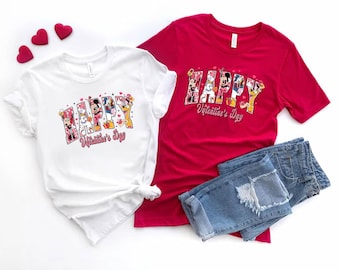 Happy Valentines Day Mickey Minnie Disney T-Shirt | Couple matching tee gift | TVL 17