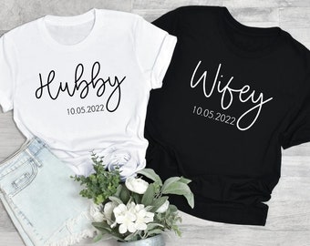 Wifey Hubby Matching Couple Shirts: Honeymoon Gift