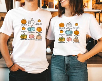 Pumpkin Varieties Bleached Shirt: Fall Thanksgiving T-Shirt