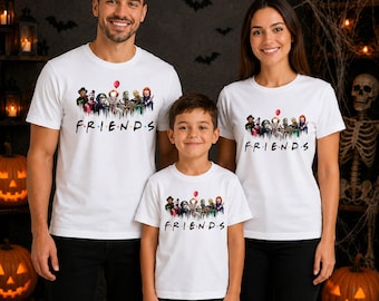 Horror Movie Friends Shirt, Halloween Character Tee, Spooky Season Shirt, Matching Halloween Outfit, Horror Fan Gift