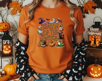 Season Of The Witch Halloween Shirt, Horror Movie Character Tee, Spooky Season Shirt, Matching Horror Group | H-68