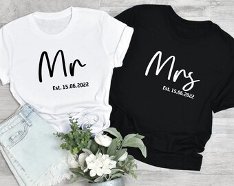 Personalized Mr and Mrs T-Shirts, Custom Wifey and Hubby, Wedding Gift