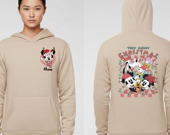 Custom Name Disney Christmas Hoodie: Mickey & Friends Winter Jumper | TCH 130