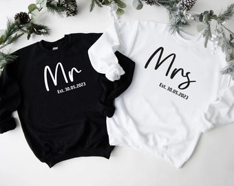 Mr and Mrs Sweatshirts: Matching Couple Shirts, Honeymoon Gift