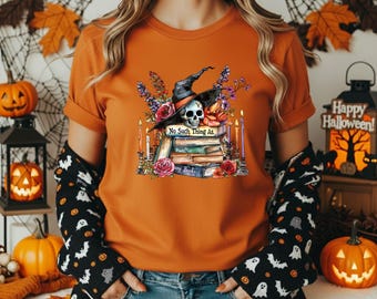 No Such Thing As Too Many Books Halloween Shirt, Horror Movie Character Tee, Spooky Season Shirt, Matching Horror Group | H-64